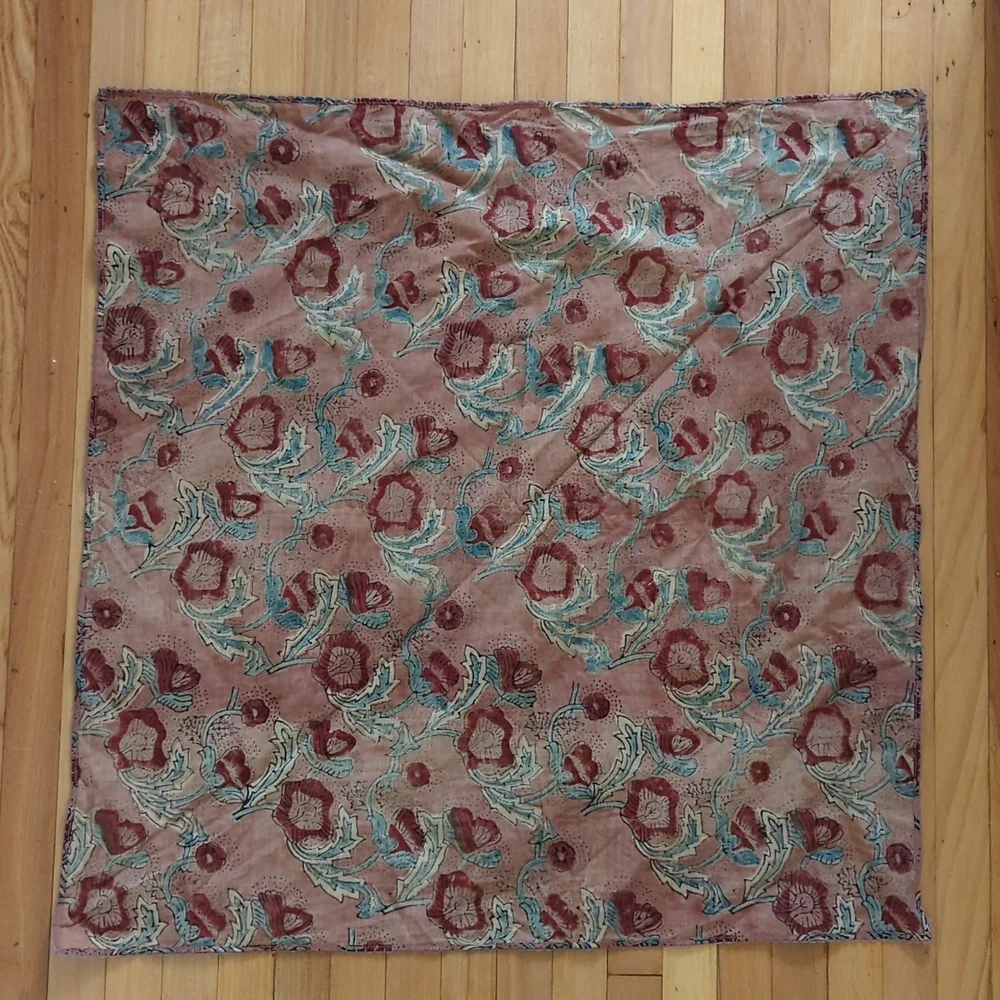 🆕 Christy Dawn The Dawn Bandana Plum Flora Silk-Cotton Block Printed Scarf